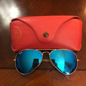 AUTHENTIC BLUE REFLECTIVE RAY BAN AVIATORS